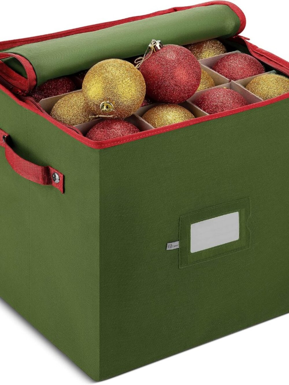 Christmas Ornament Storage Box - Stores 64 3" Ornaments, With Dividers - Ornamen